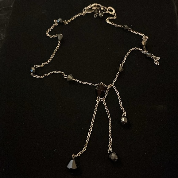 White House Black Market Black Beaded Dark Tone Chain Necklace - Picture 6 of 17